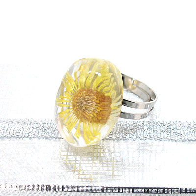 太陽(yáng)花草琥珀合金戒[款式混裝]