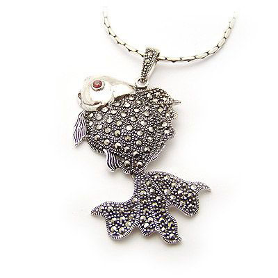 精品泰銀富貴魚(yú)馬賽克吊墜