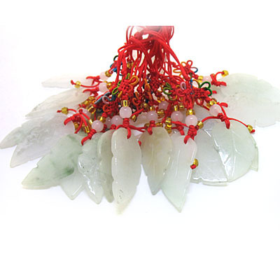 大片樹葉玉石手機(jī)鏈掛件