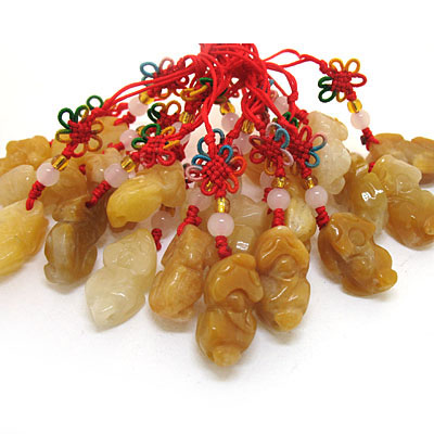 招財黃玉貔貅玉石手機(jī)鏈飾品