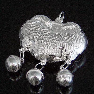S990兒童長(zhǎng)命富貴鎖銀墜