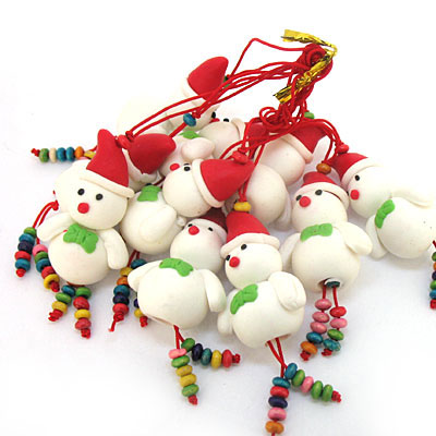 圣誕小雪人軟陶手機掛件飾品