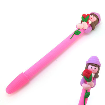 鮮花美女軟陶筆批發(fā)/廣告筆/時尚禮品筆