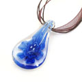 深藍(lán)色琉璃掛墜/內(nèi)雕花精品項鏈墜
