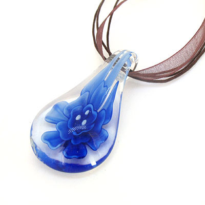 深藍(lán)色琉璃掛墜/內(nèi)雕花精品項(xiàng)鏈墜