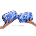 水墨印象同步藍(lán)色花卉便攜旅行洗漱包 潑墨包中包女式化妝包