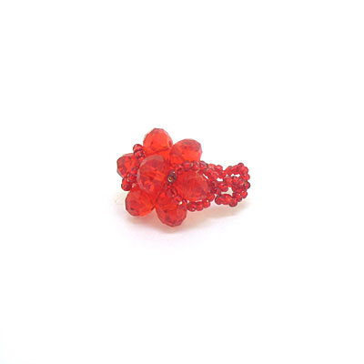 時(shí)尚水晶珠戒指手編大紅水晶戒