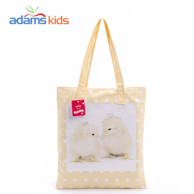 可愛俏皮嫩黃色圓點adams kids純棉布包單肩包手拎包
